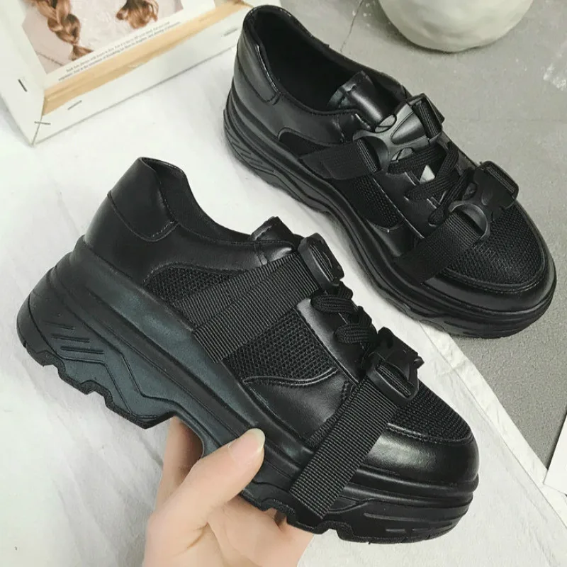 2019 модная дышащая женская обувь повседневная черные белые женские туфли с