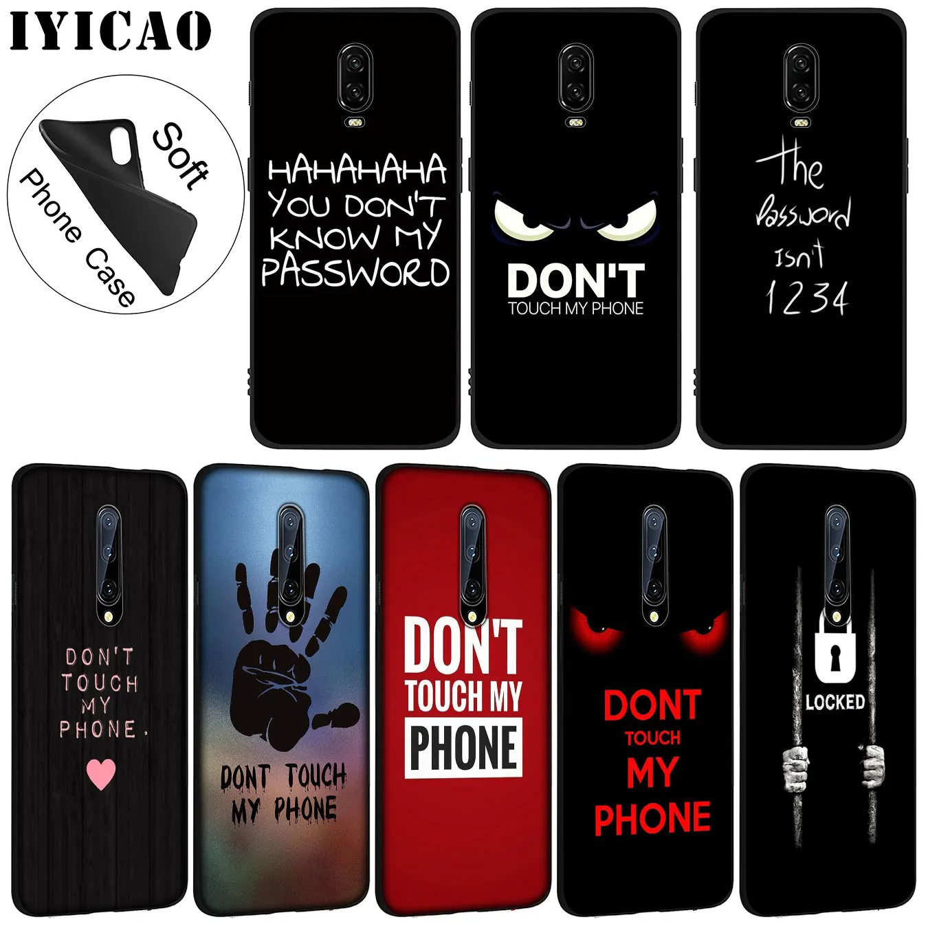 IYICAO Boutique don't my touch phone Soft Silicone Phone Case for Oneplus 7T 7 Pro 6 6T 5 5T TPU Black Cover One Plus |