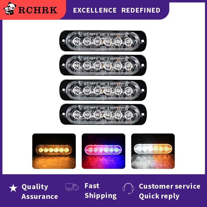 LED Warning Strobe amber Light for Car Van Truck Jeep Pickup Motorcycle 12-24V 12LED Waterproof Emergency Marker |