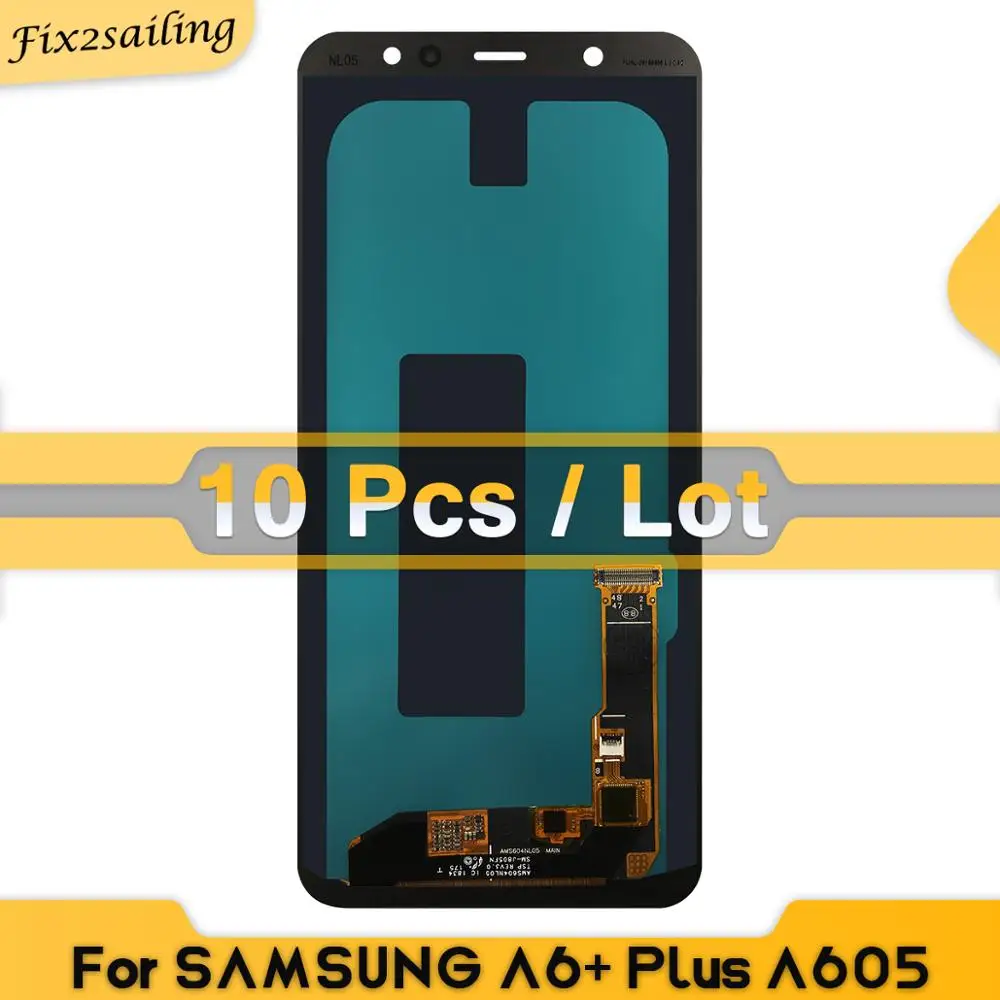 (10 шт./лот) Супер AMOLED для samsung Galaxy A6 Plus + 2018 A605F ЖК-дисплей сенсорный экран в сборе