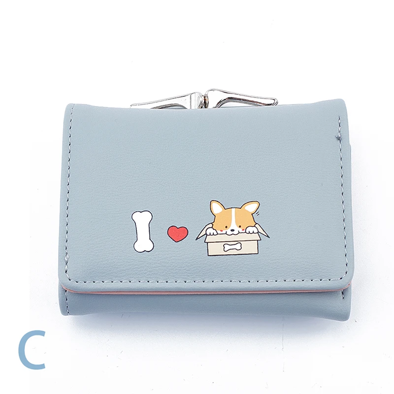 Kawaii Cartoon Corgi Pattern Short Wallet, Clutch Coin Purse