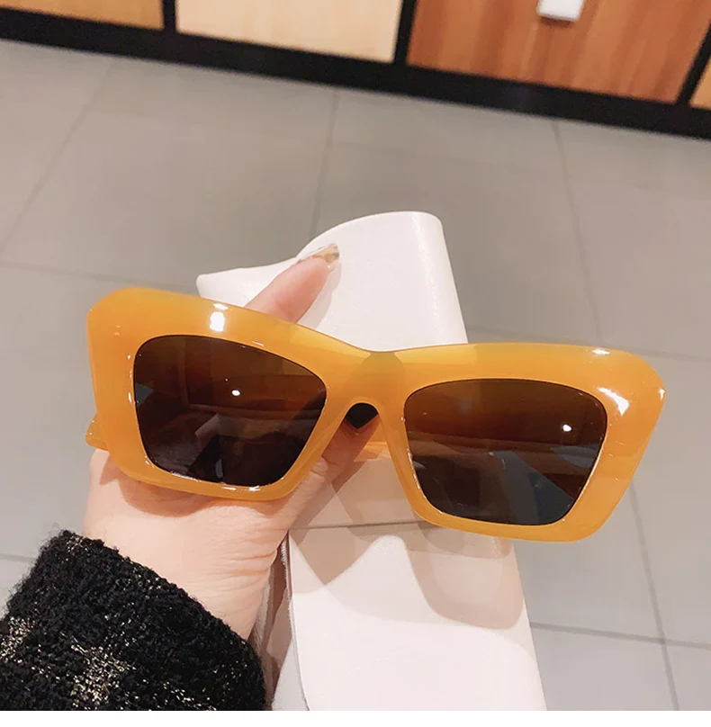 ray ban sunglasses women SO&EI Fashion Cat Eye Sunglasses Women Vintage Jelly Color Eyewear Brand Designer Men Trending Shades UV400 Blue Sun Glasses coach sunglasses