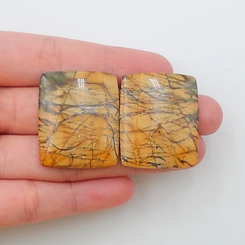 

New Natural Stone Fashion Cabochon Chohua Jasper Pair For Making Earrings,30x25x4mm,13.4g