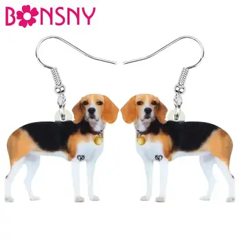 

Bonsny Acrylic Standing Beagles Dog Bell Earrings Animal Drop Dangle Jewelry For Women Girl Teen Decorations Gift Bulk Accessory