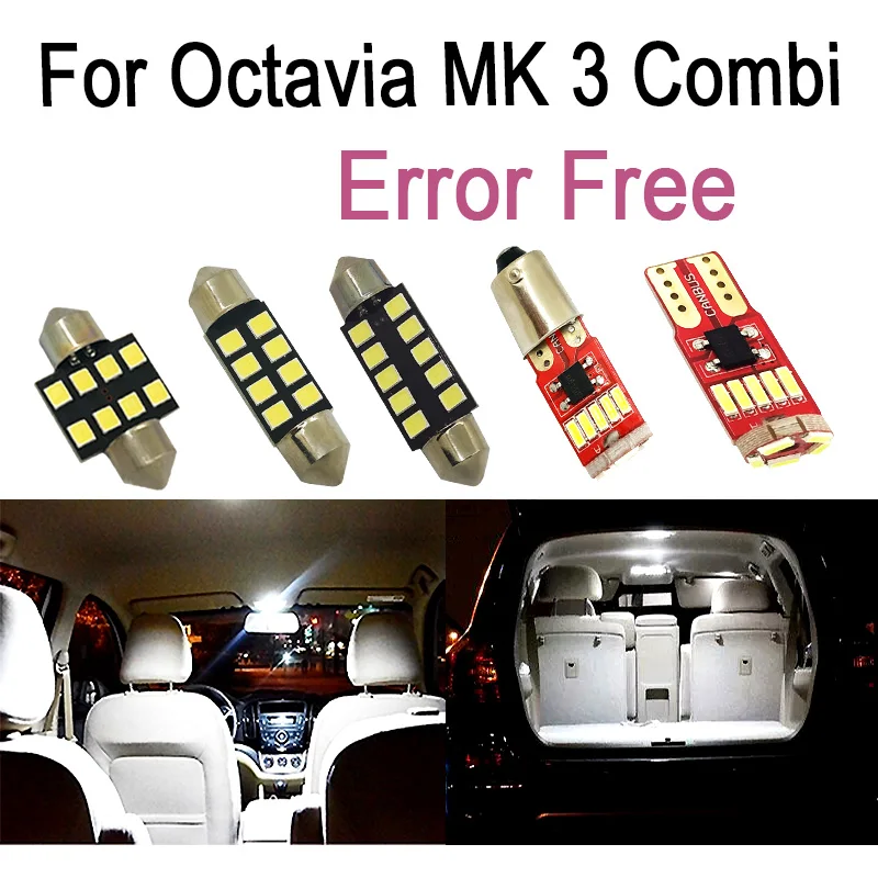 

17x Canbus LED bulb Interior dome map Lights + LED Footwell lamp for Skoda for Octavia MK 3 MKIII RS Combi 5E5 Wagon (2013+)