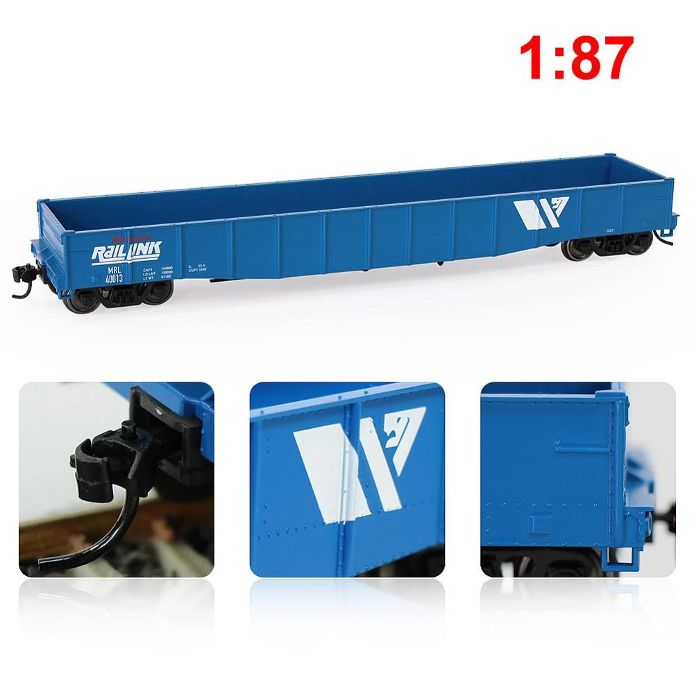 1pc/2pcs HO Scale 53ft Blue Printed Open Gondola Car Shipping Container
