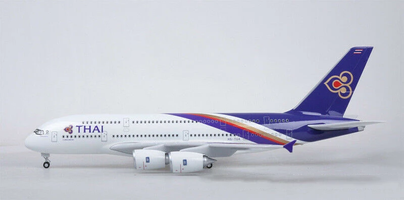 46 см самолет 1/160 тайская авиация Passanger самолет A380 с светильник самолет Смола Модель самолета игрушка литой самолет игрушки