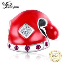 JewelryPalace, красная эмаль, шапка Санта-Клауса, шарм, 925 пробы, серебро, шарм, подходит для браслетов, бусины из стерлингового серебра 925, для DIY ювелирных изделий