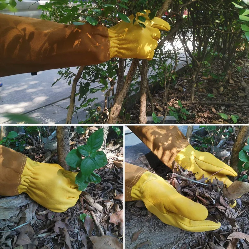 Садовые перчатки для женщин и мужчин Thron Proof Rose Pruning перчатки из коровьей кожи с длинной защитой предплечья Gauntlet