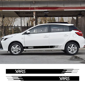

For Toyota Yaris 2Pcs Car Side Door Sticker Auto Sport Stripes Styling Decal Vinyl Film DIY Automobile Car Tuning Accessories