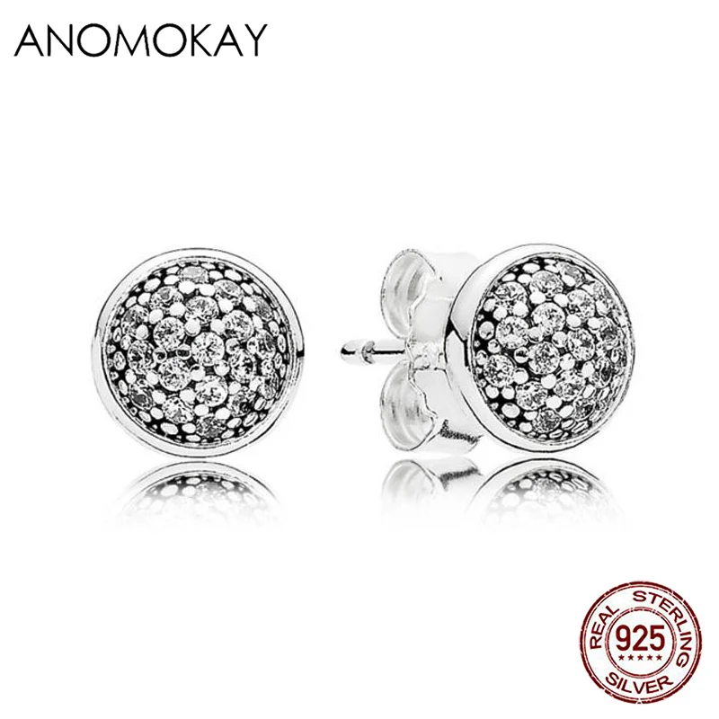 

Authentic 925 Sterling Silver Classic Clear Cubic Zircon Round Stud Earrings for Women Girl 925 Silver Jewelry Gift for Wedding