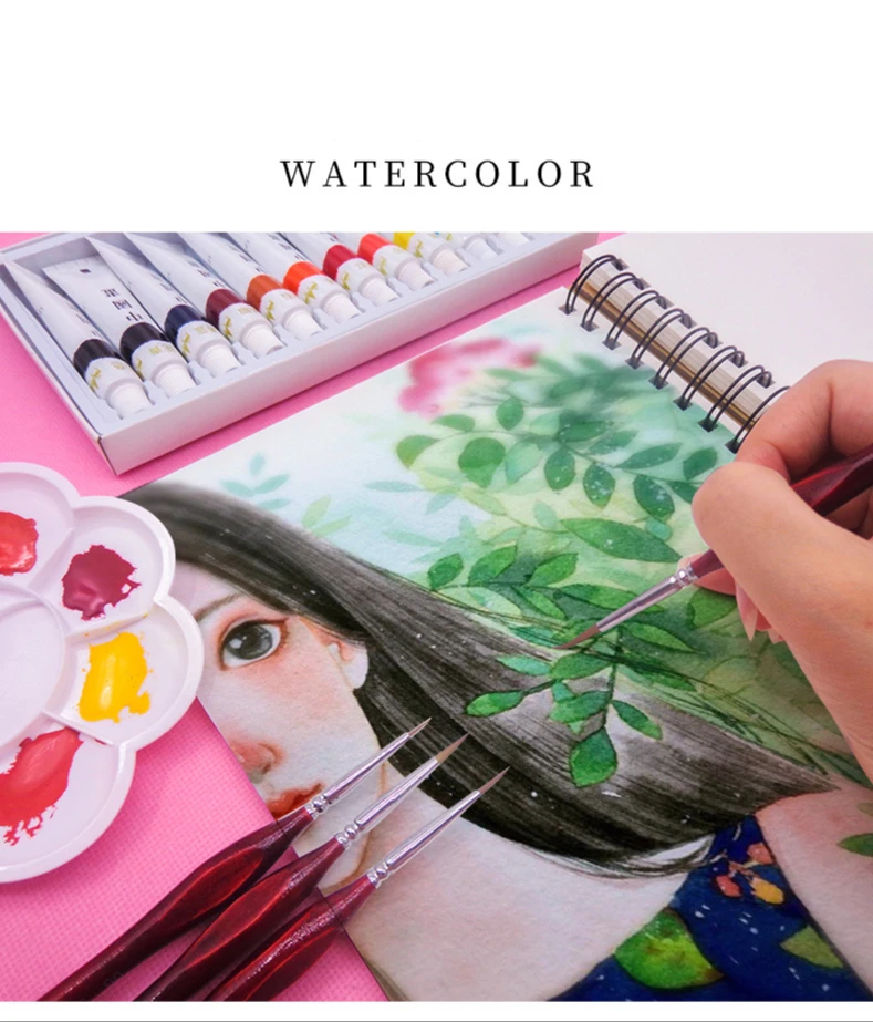 weasel hair Triangle birch rod fine nail art students special line drawing gouache color stroke oil brush 4colors hook line pen