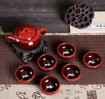 

3D Koi Fish Kung Fu Tea Cup Tea Ceremony Teapot Matcha Cup Tea Set 7pcs
