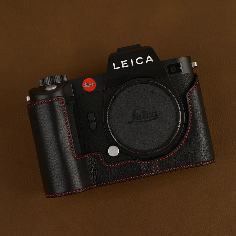 Handmade Genuine Leather Vintage Camera Case - Half Body with Bottom Cover and Handle