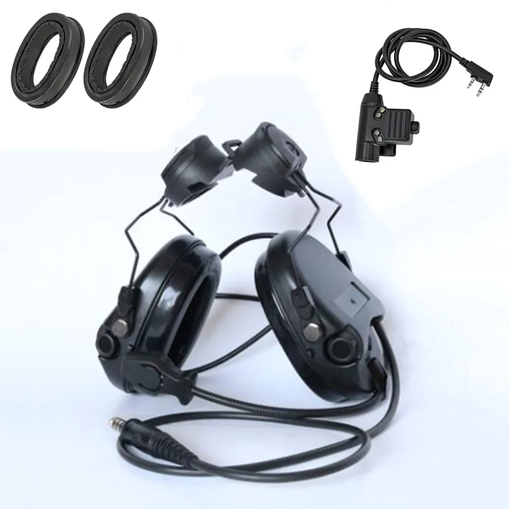 

MSA SORDIN Helmet Rail Bracket Electronic Shooting Hearing Protection Headset (BK) + Silicone Earmuffs + U94 PTT