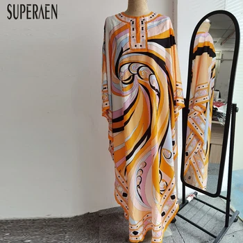 

SuperAen Pluz Size Dress Women 2020 Summer New Printed Fashion Ladies Dress Korean Style Casual Wild Women Clothing