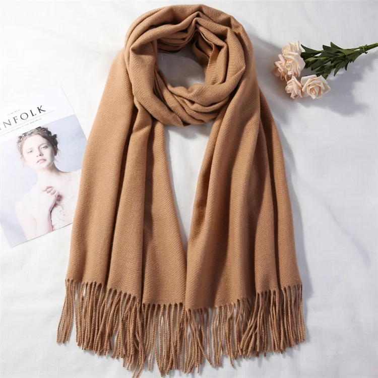 Brands Warm Cashmere Scarf Female Thick Soft Winter Poncho Brown Long Shawl Plaid Wrap For Women Tassel Stoles Lady Wool Scarfs