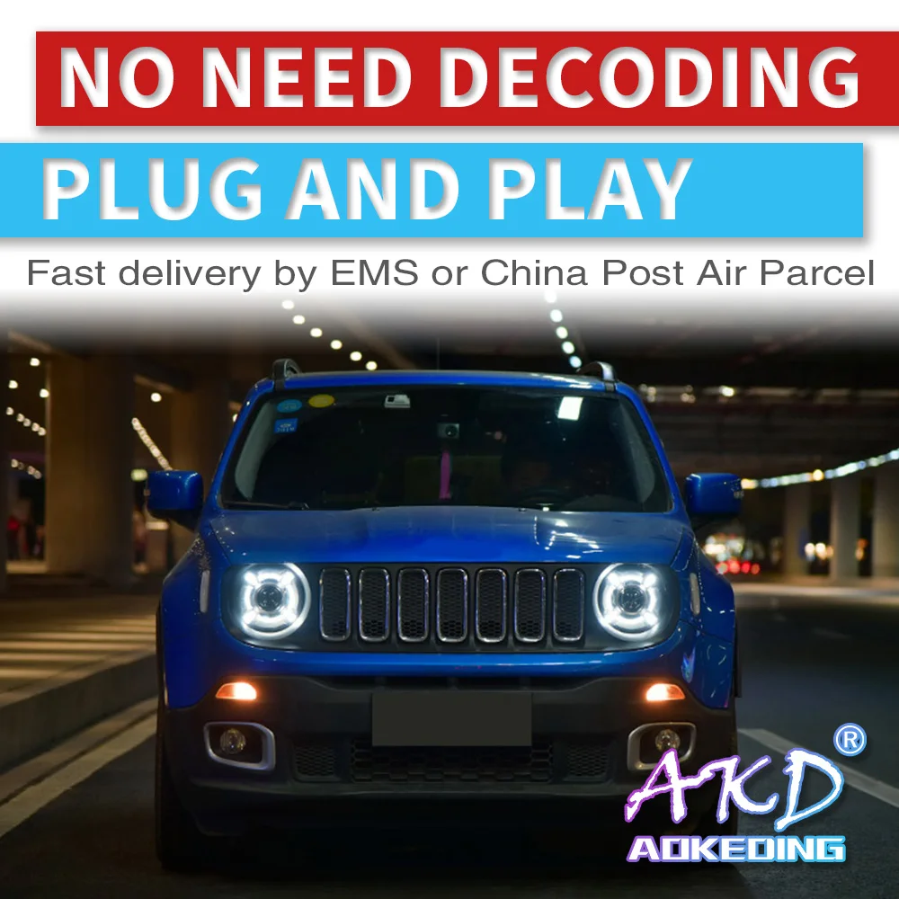 AKD тюнинг автомобильных фар для Jeep Renegade 2015 2018 светодиодные фары DRL ходовые огни Bi