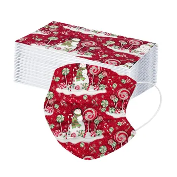 

50/100PC Child Disposable Masks Christmas Printing Face Mask Children's Elastic Earloops Soft Breathable Mouth Mask Mondmasker