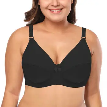 

Vgplay Full Cup Unlined Black Women Bra Thin Cup Plus Size Underwear Adjusted-straps Breathable Soft Underwire Bra For Women