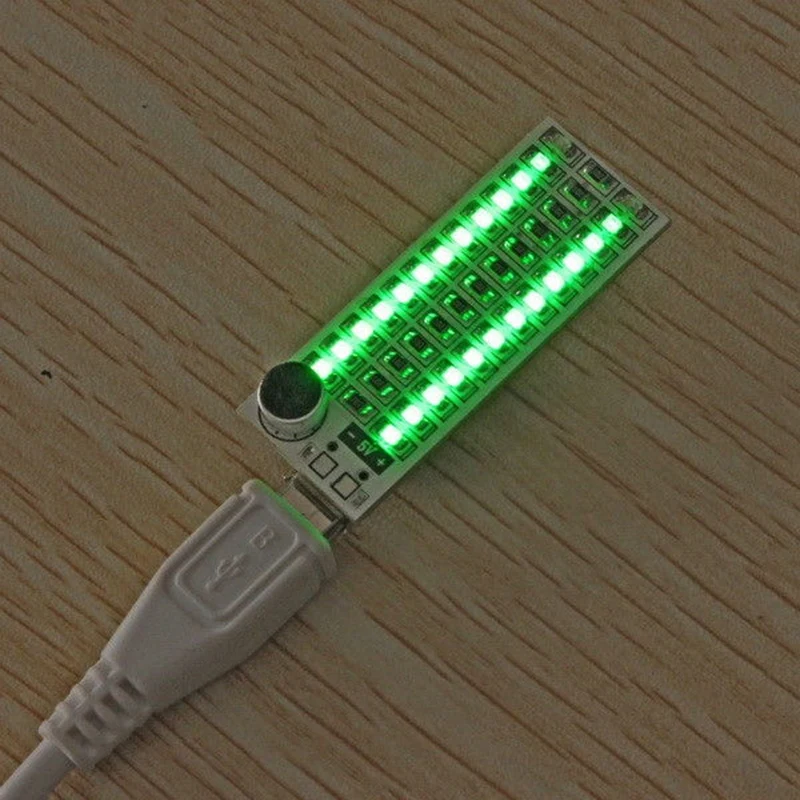 2 шт. 2X13 USB мини спектр светодиодный щит Голосовое управление чувствительность регулируемая, 1 шт. зеленый светильник и 1 шт. красный светильник