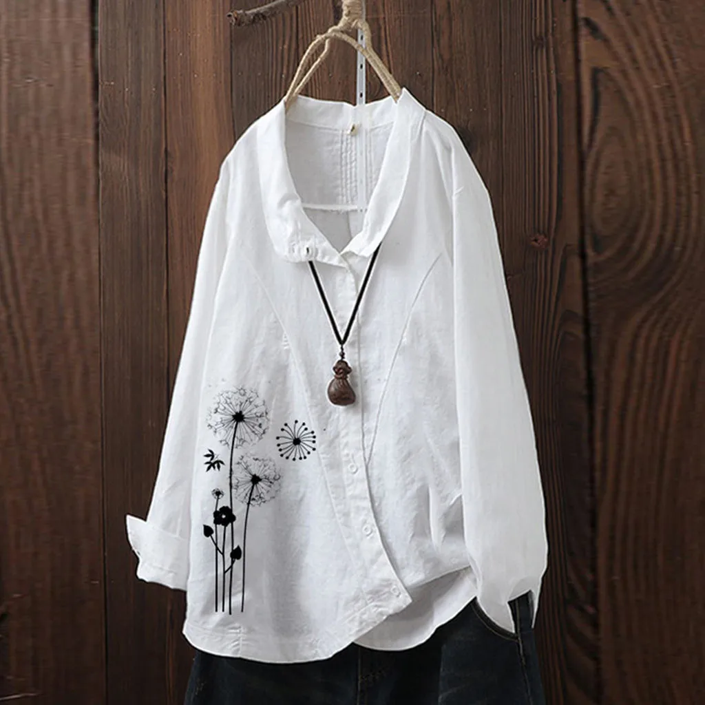 

Plus Size Autumn Fashion Floral Print Blouse Ladies Casual Winter V-Neck Tee Top Female Women's Long Sleeve Shirt Blusa Pullover