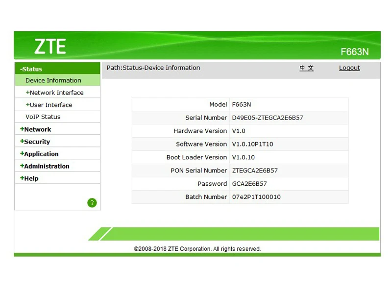 10 шт./лот ZXA10 F663N FTTH GPON ONU с 1GE + 3FE Ethernet порт английская прошивка Волоконно-Оптический Терминал такая же функция, как zte F623