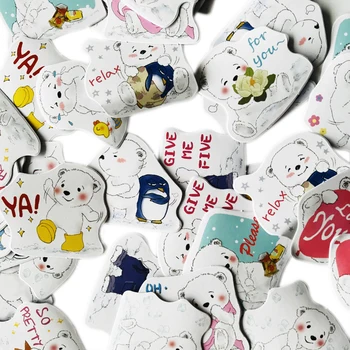 

45 pcs/Pack Cute Polar Bear Litter Stickers DIY Decorative Sealing Paste Stick Label Stationery Kids Gift 15 Designs