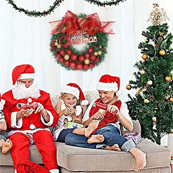 

New Artificial Wreath Christmas Hallowmas Kids Gifts Wreath Window Front Door Decor Ornaments Bell Christmas Decor Balls Toys