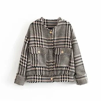 

Woah 2019 AAZZ85-9543 European and American fashion style tweed coat