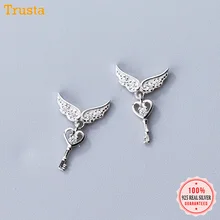 Trustdavis 925 пробы серебряные женские ювелирные изделия Модные серьги-гвоздики с угловым крылом CZ подарок для женщин девушек подростков DA105