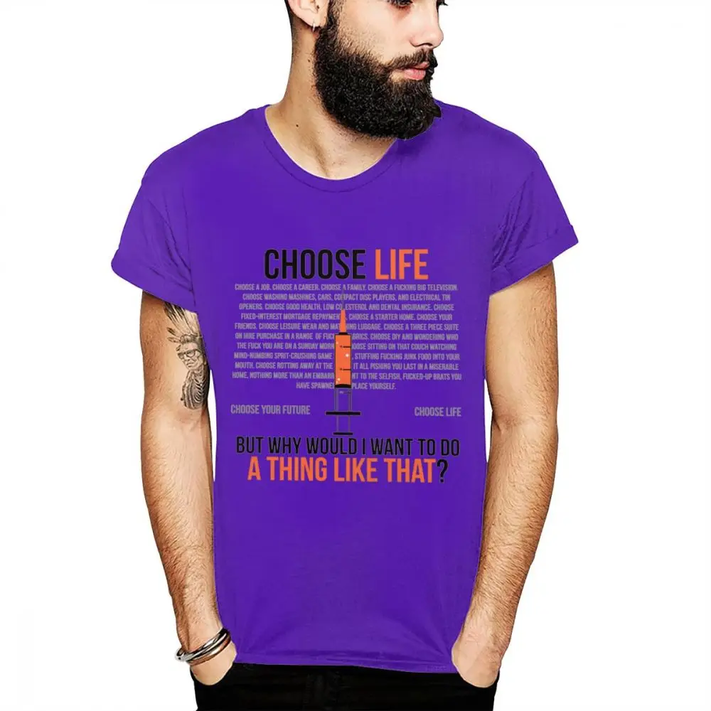 Crewneck Choose Life, тренировочная футболка в стиле хип-хоп для мужчин, хлопок, La Camiseta - Цвет: Фиолетовый