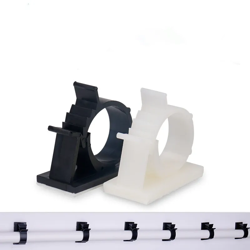 10 Uds Clips de Cable autoadhesivos Gestión de Cable negro soporte para cables abrazadera organizadora línea de plástico fijador de Cable