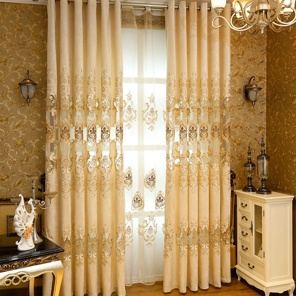 

Plain Xuenier Embroidered Curtains for Living Room for Bedroom Curtains Custom