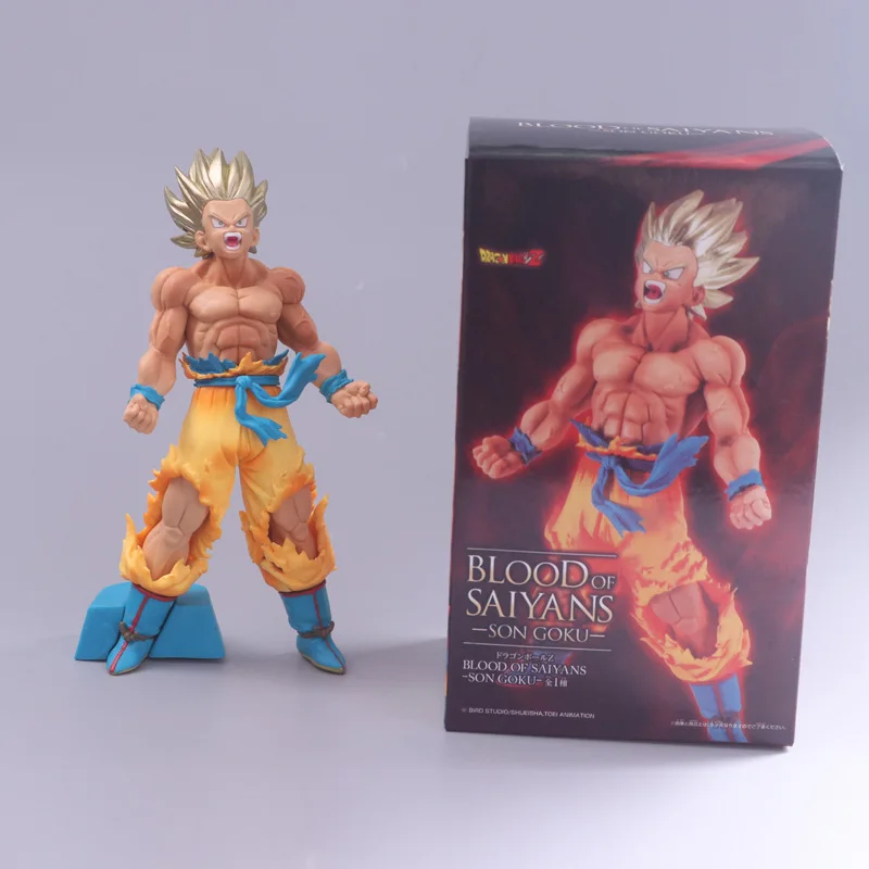 

Dragon Ball Z Goku Gold Blond Super SaiYan Outbreak Chocolate Brush Blood PVC Figure DBZ Collection Model 20cm