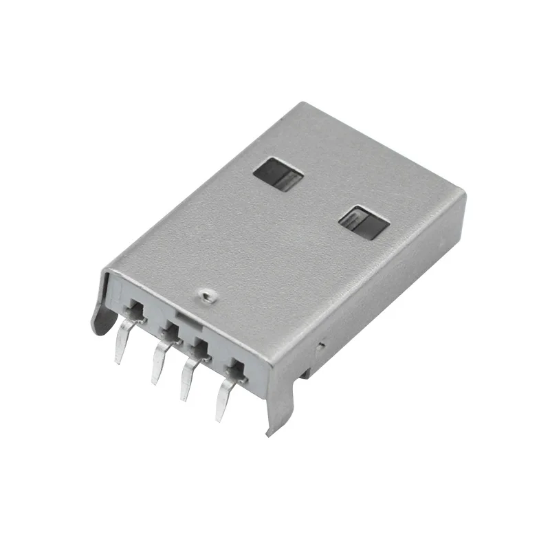 10PCS/Lot USB 2.0 Male A Type USB PCB Connector Plug 90 Degree SMT Male Connectors 4Pins SMD electronic component usb connectors kit
