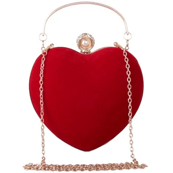 

Mini Heart Shape Clutch Bag Messenger Shoulder Handbag Tote Evening Bag Purse,S-Red