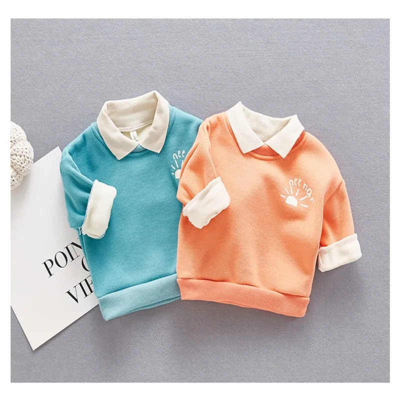

2019 New Pattern Babys Cartoon Sweater Boys Lapel Sleeve Babys Thickened Leisure Coat Babys Autumn And Winter Fashion Clothes