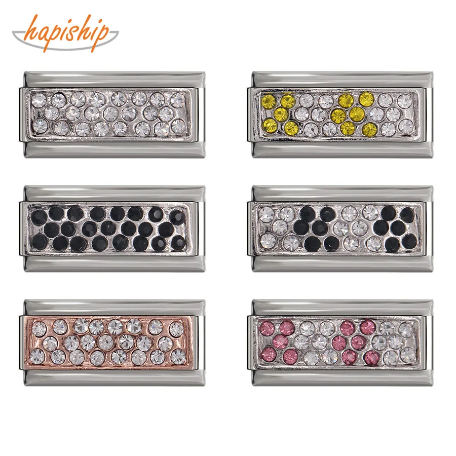 

Hapiship 2019 Newest Style Dazzling Color Rhinestone Italian Charm Fit 9mm Bracelet Bangle Stainless Steel DIY Making DJ212