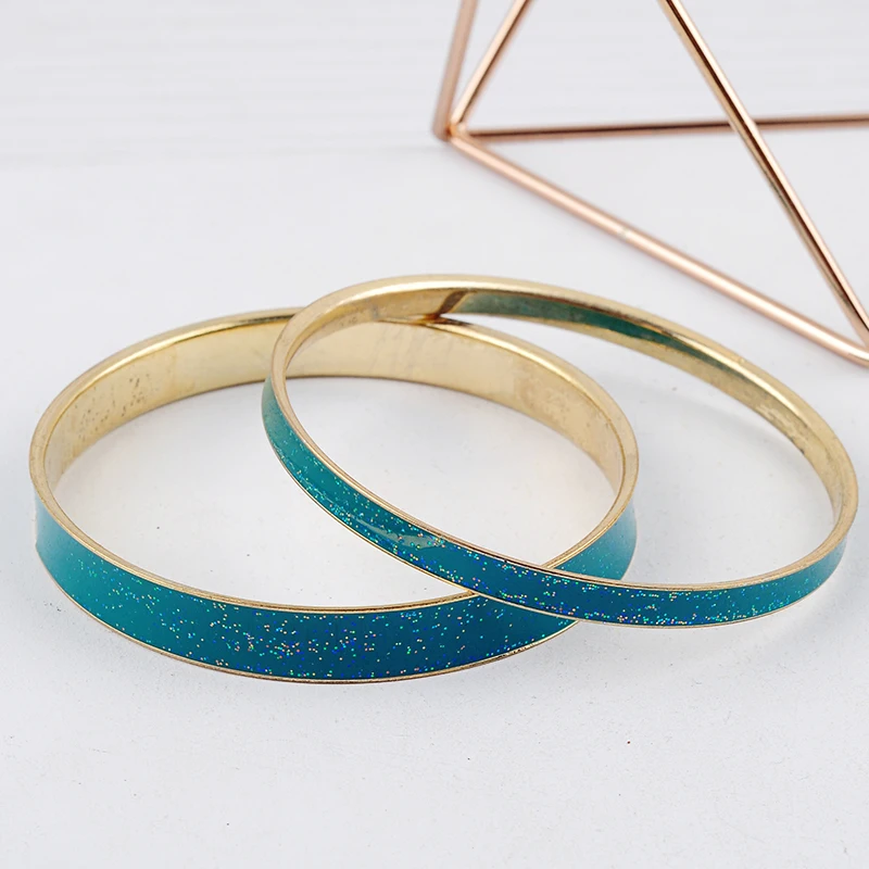 Простой дизайн золотой цвет синий Эмаль Набор браслет для женщин ручной работы свадебные украшения Аксессуары