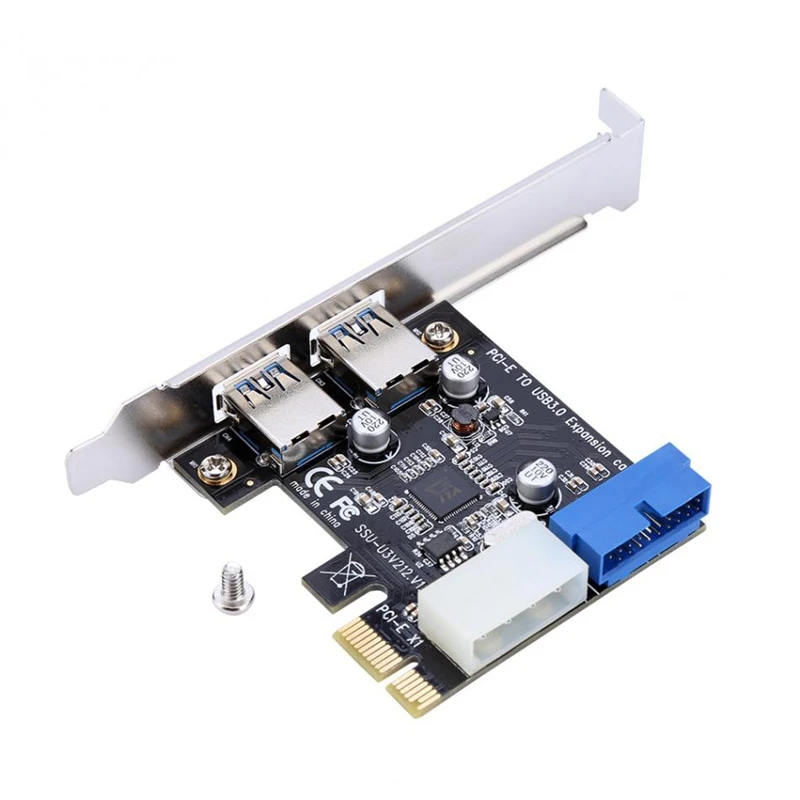 Usb 3,0 Pci-E Плата расширения адаптер внешний 2 порта Usb3.0 концентратор внутренний 19Pin разъем Pci-E карта 4Pin Ide разъем питания