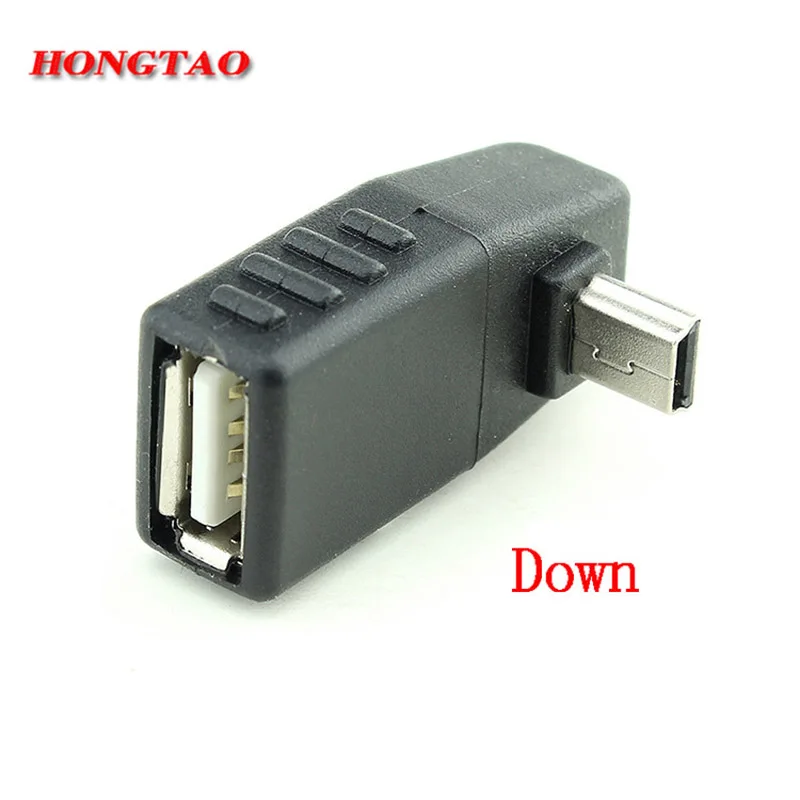 Мини 5P автомобильный аудио микро USB штекер к USB Женский флэш U диск OTG адаптер портативный вверх/вниз/Leftward/Rightward черный