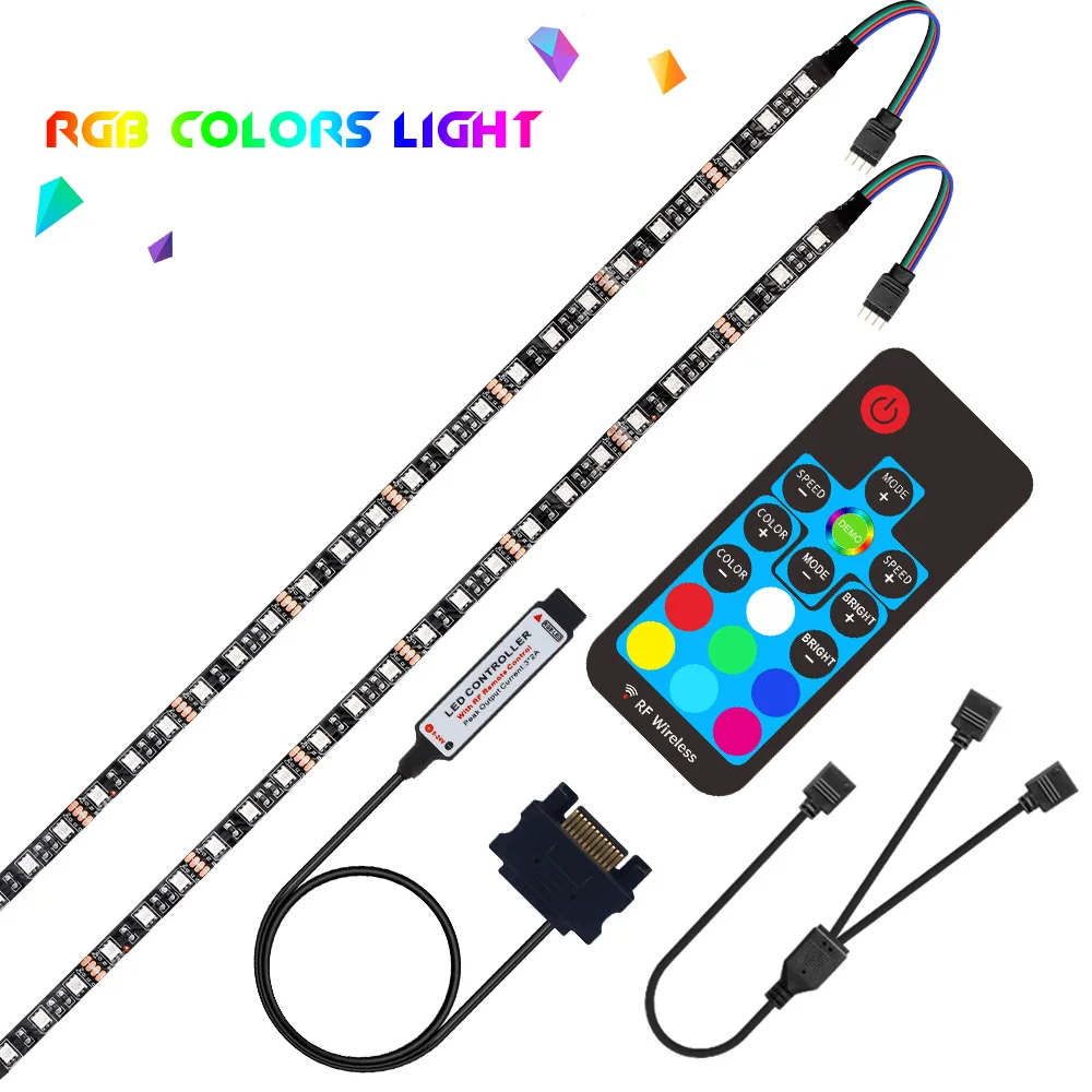 DC 12V RGB 5050 Светодиодные ленты для LED TV PC чехол компьютер SATA rgb длиной 1 м 2 17Key RF