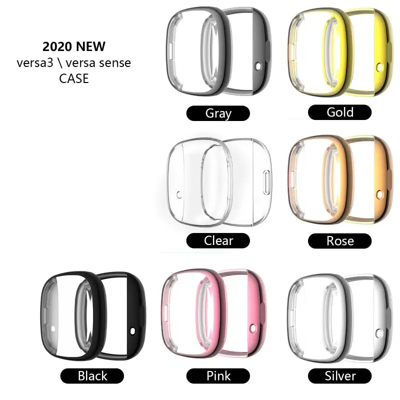 

7Color TPU PC Full-Cover For Fitbit Versa3/sense Watch All-inclusive Electroplating Protective Shell Shockproof Protective Cover