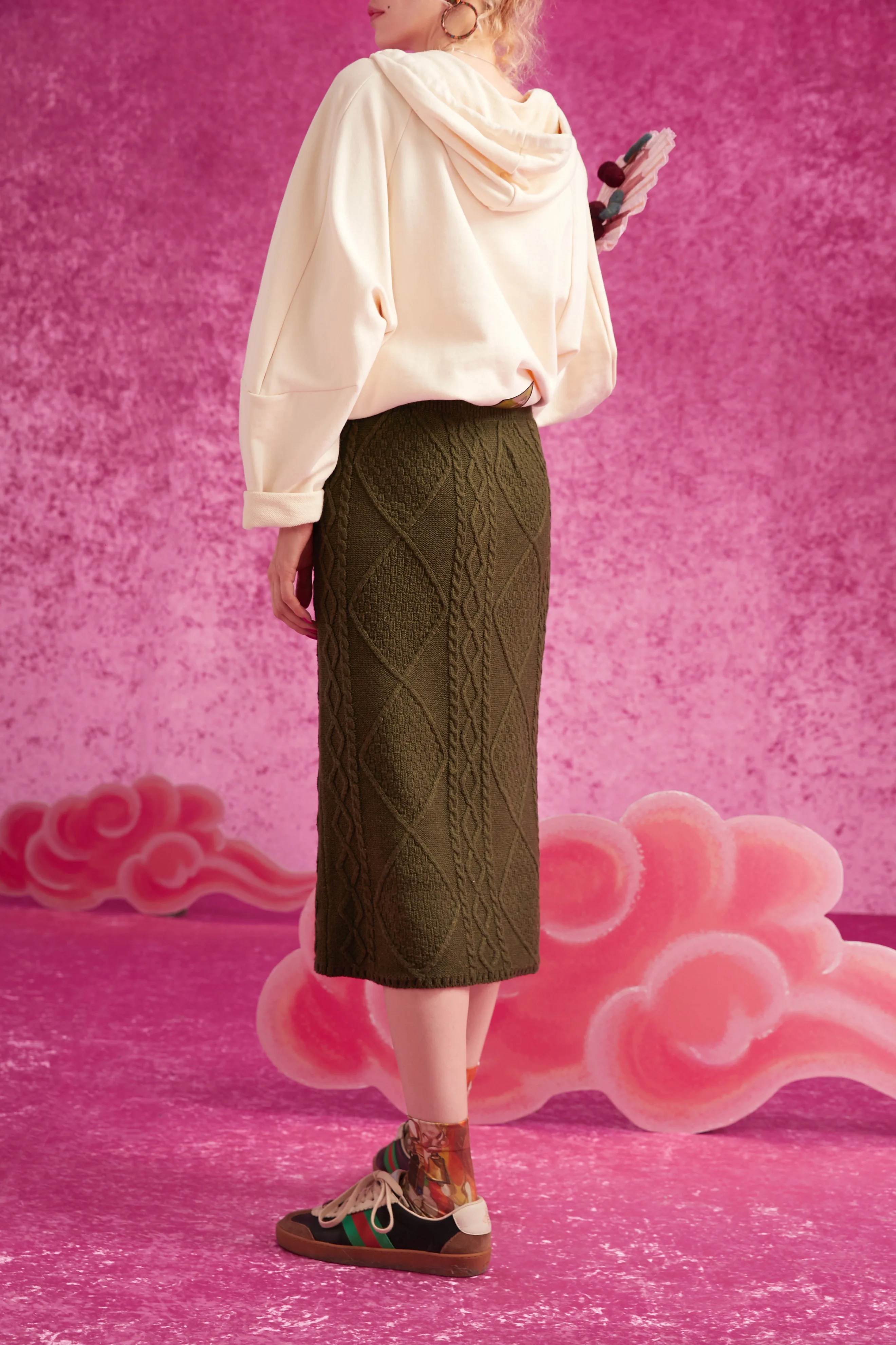 ELFSACK разноцветная трикотажная юбка в стиле ампир с завышенной талией для женщин, зимняя новинка, модные Обтягивающие юбки для офиса, повседневные юбки