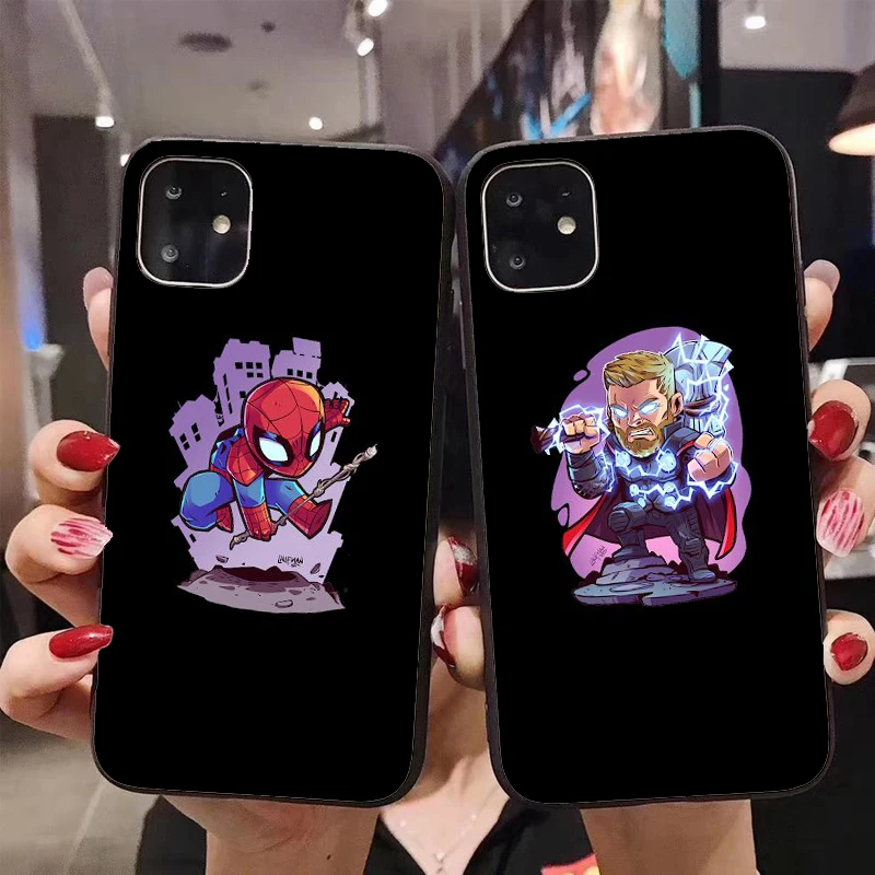 Мультфильм чехол с принтом Marvel для Iphone12ProMAX 11 pro X XS MAX XR 10 8 7 6 6s плюс 5 мягкая Матовая
