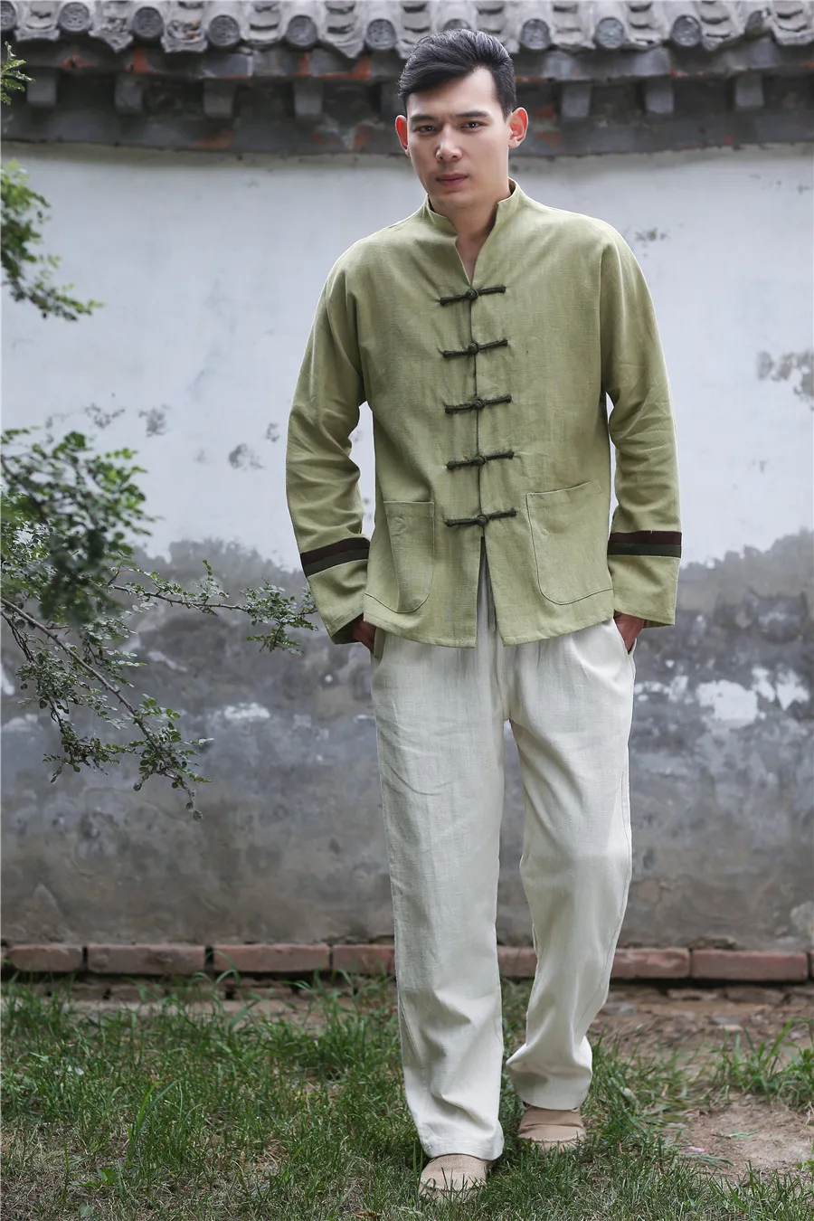 Autumn And Winter New Style Ramie MEN'S Top Ethnic-Style Classical Frog Mixed Colors Thick Coat Ma Fan