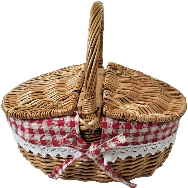 Cesta de picnic azul para frutas, venta al por mayor, cesta de mimbre tejida, cubierta de cesta de regalo, cesta de de almacenamiento| - AliExpress