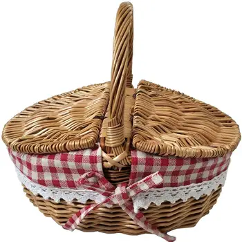

Fruit wholesale choose blue picnic basket willow tissue shy woven basket gift basket cover packaging basket