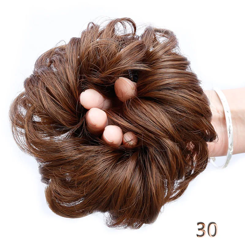 Короткий кудрявый хвост шиньоны термостойкие синтетические волосы веревка натуральные поддельные волосы булочка на заколках для наращивания волос AOSIWIG - Цвет: 30